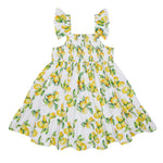 Deolinda Kids Abito Bianco Fantasia Limoni per Neonate