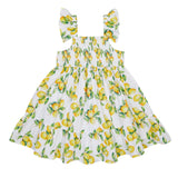 Deolinda Kids Abito Bianco Fantasia Limoni per Neonate