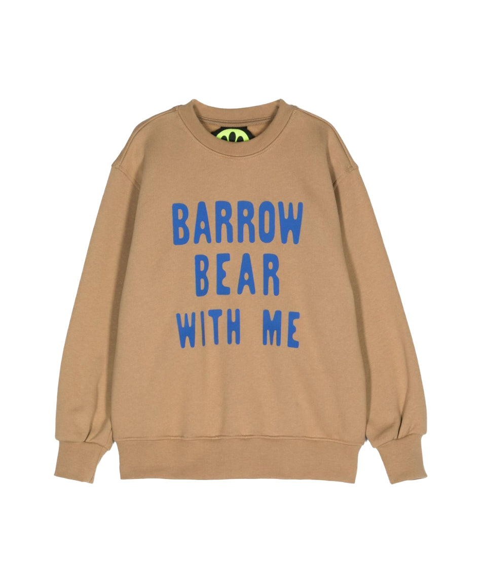 Barrow Kids Felpa Marrone con Stampa Scritta e Stampa Logo per Bambini
