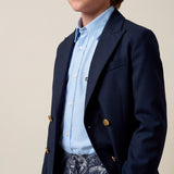 Roberto Cavalli Kids Blue Jacket with Internal Pattern and Gold Logo Buttons for Children