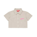 Diesel Kids Camicia Sabbia con Tasca e Logo Ricamato per Neonate