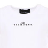 John Richmond Kids Top Bianco a Costine con Ricamo Logo per Bambine
