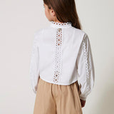 Twinset Kids Camicia Bianca Intarsiata per Bambine