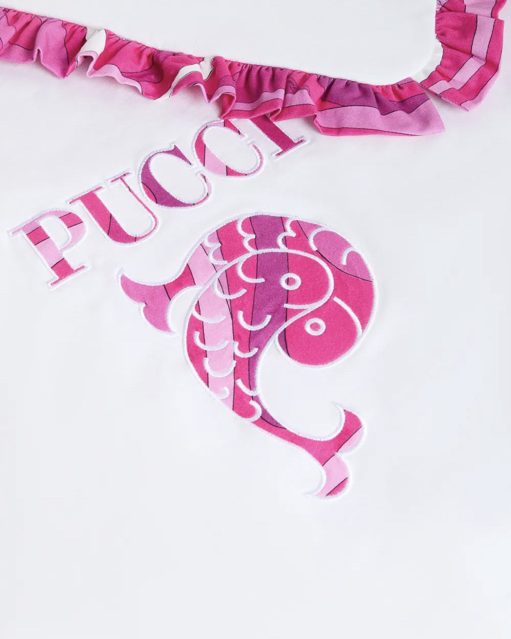 Emilio Pucci Kids Coperta Bianco e Fucsia con Logo per Neonate