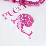 Emilio Pucci Kids Coperta Bianco e Fucsia con Logo per Neonate
