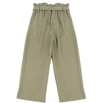 A'lapage Kids Pantalone Gessato Oliva con Chiusura Fiocco per Bambine