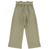 A'lapage Kids Pantalone Gessato Oliva con Chiusura Fiocco per Bambine