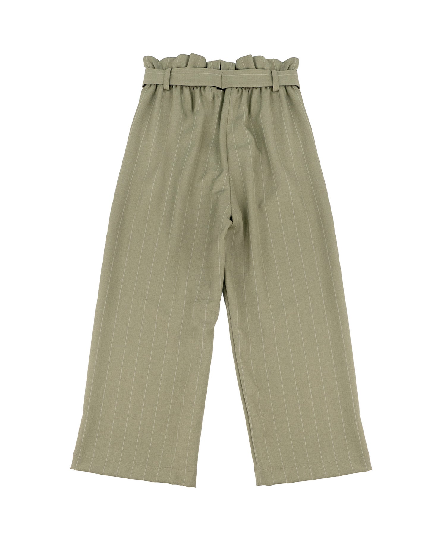 A'lapage Kids Pantalone Gessato Oliva con Chiusura Fiocco per Bambine