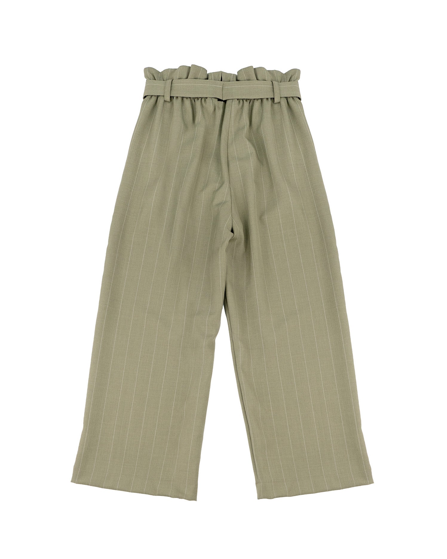 A'lapage Kids Pantalone Gessato Oliva con Chiusura Fiocco per Bambine