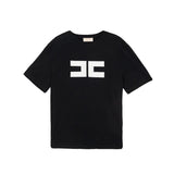 Elisabetta Franchi La Mia Bambina T-shirt Nero con Logo a Contrasto per Bambine