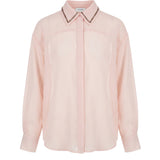 Pinko Kids Camicia Over Rosa Baby in Georgette con Appicazione Borchie Rosa Baby per Bambine