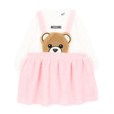 Moschino Kids Abito Bianco e Rosa con Teddy per Neonate