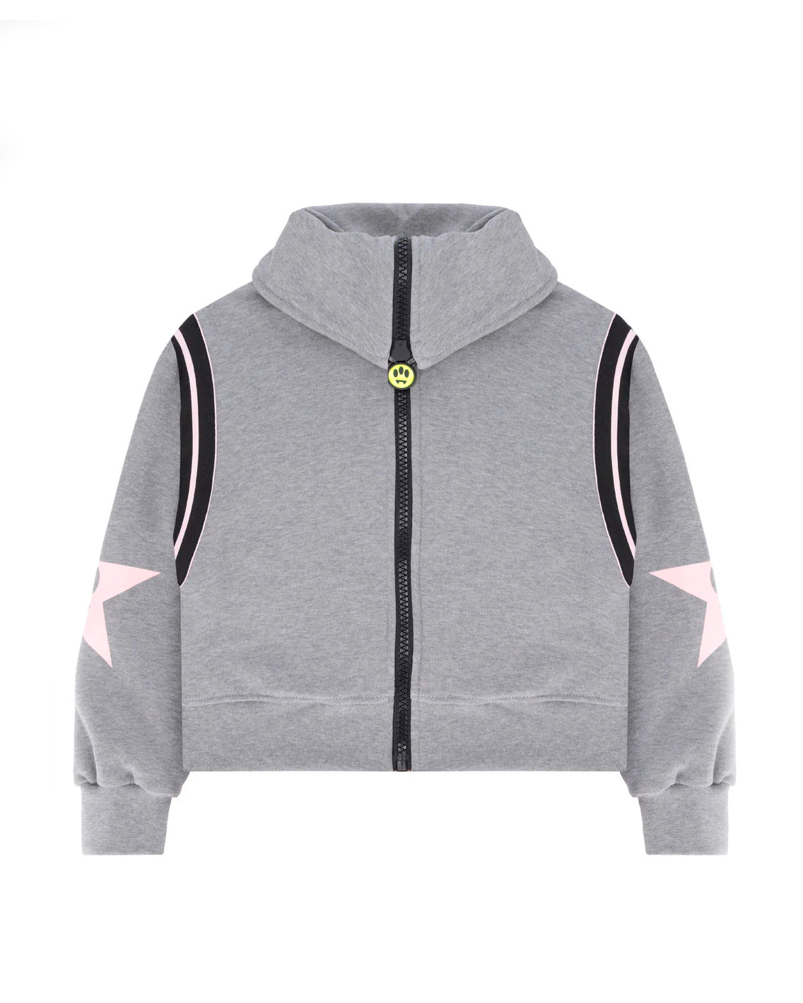 Barrow Kids Felpa Grigia con Zip e Stelle Rosa Sulle Maniche Per Bambine