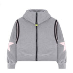 Barrow Kids Felpa Grigia con Zip e Stelle Rosa Sulle Maniche Per Bambine