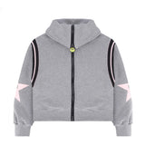 Barrow Kids Felpa Grigia con Zip e Stelle Rosa Sulle Maniche Per Bambine