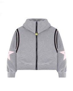 Barrow Kids Felpa Grigia con Zip e Stelle Rosa Sulle Maniche Per Bambine