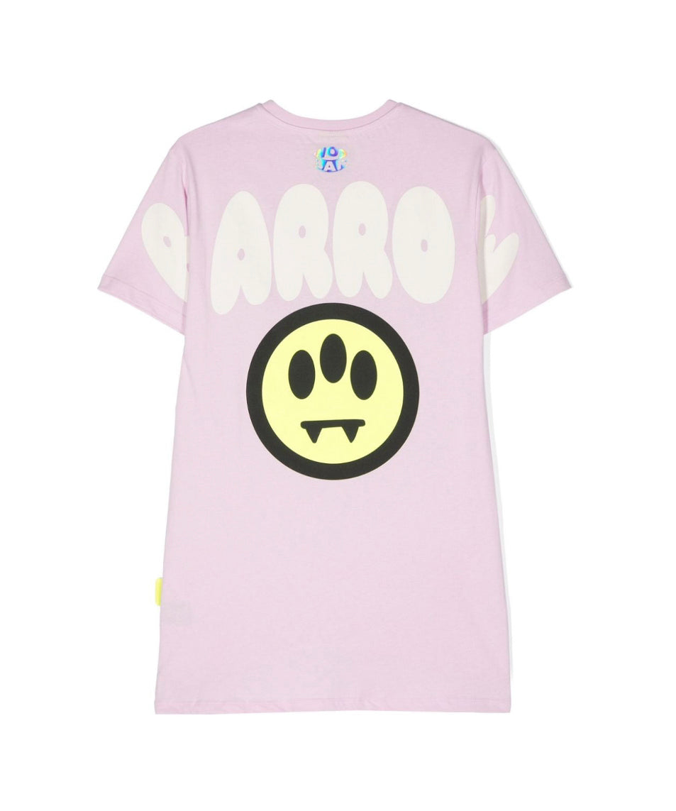Barrow Kids Abito Rosa/Lavanda con Stampa Logo per Bambine