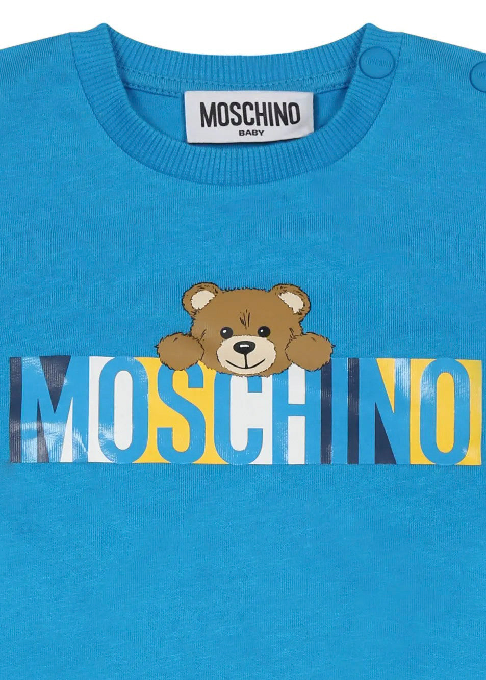 Moschino Kids Tutina Bluette con Stampa Colorful per Neonati