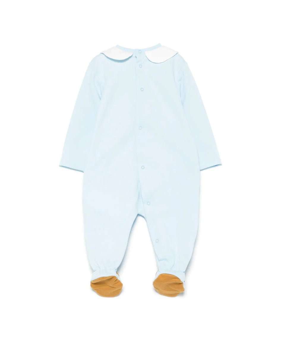 Moschino Kids Tutina Celeste con Cappello per Neonati