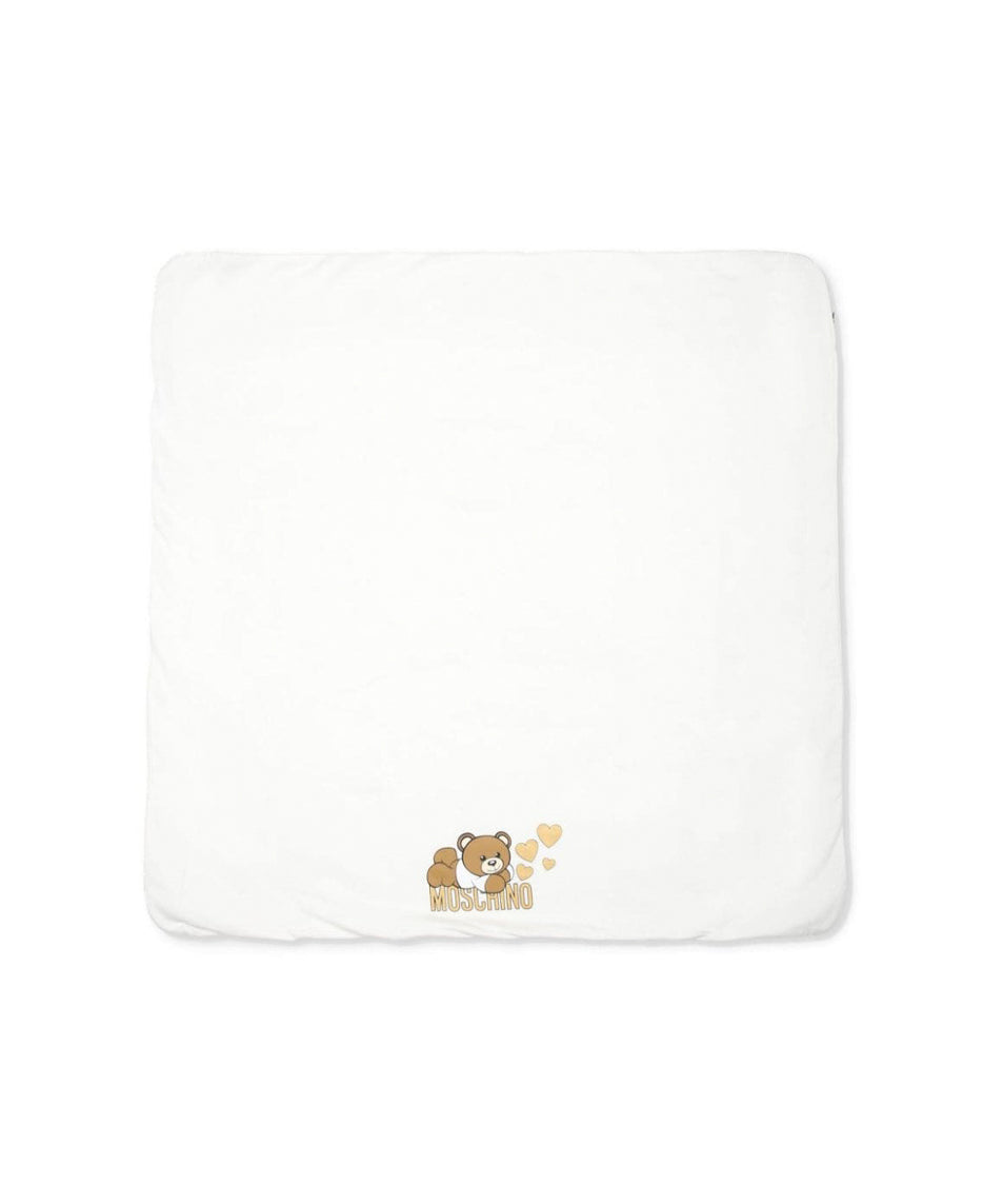 Moschino Kids Coperta Panna con Teddy Bear per Neonate 