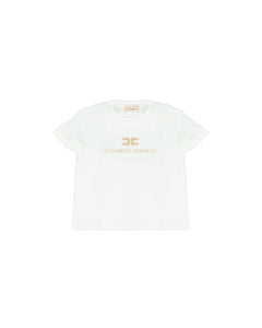 Elisabetta Franchi La Mia Bambina T-Shirt Avorio con Logo per Neonate