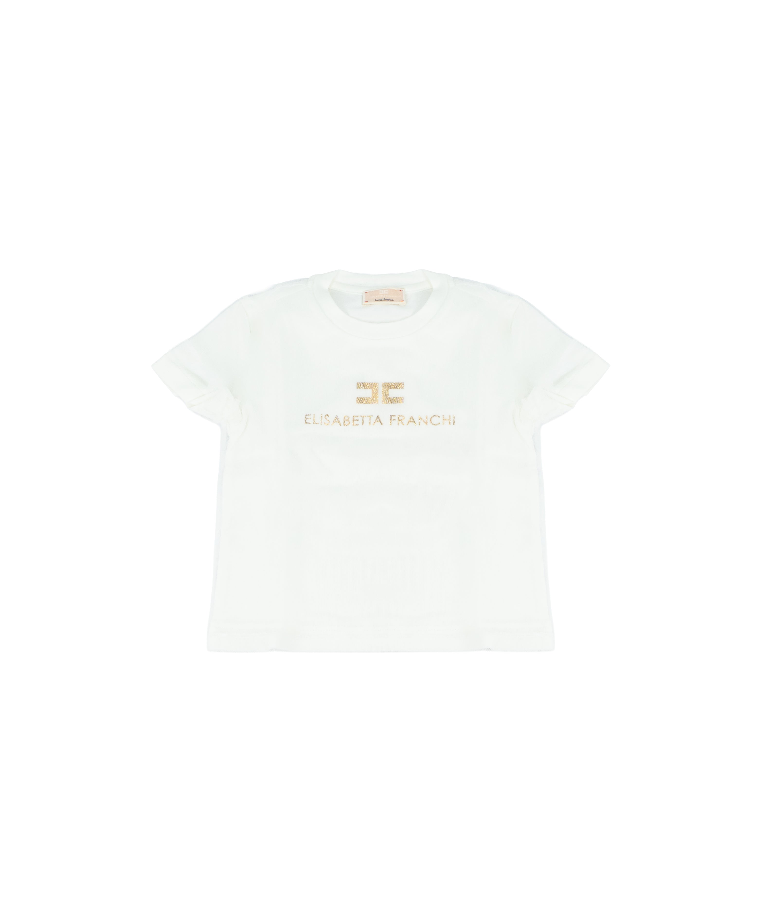Elisabetta Franchi La Mia Bambina T-Shirt Avorio con Logo per Neonate
