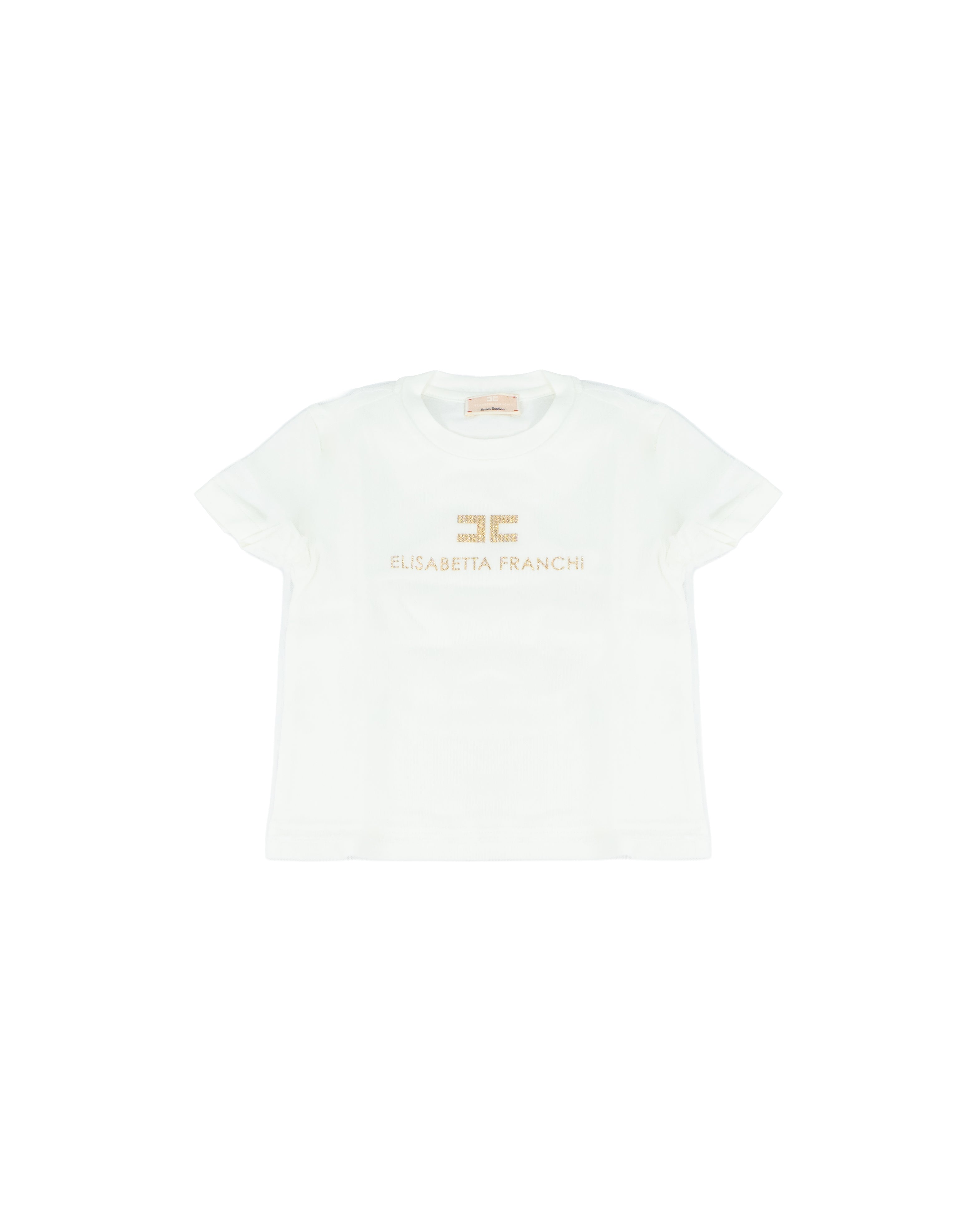 Elisabetta Franchi La Mia Bambina T-Shirt Avorio con Logo per Neonate