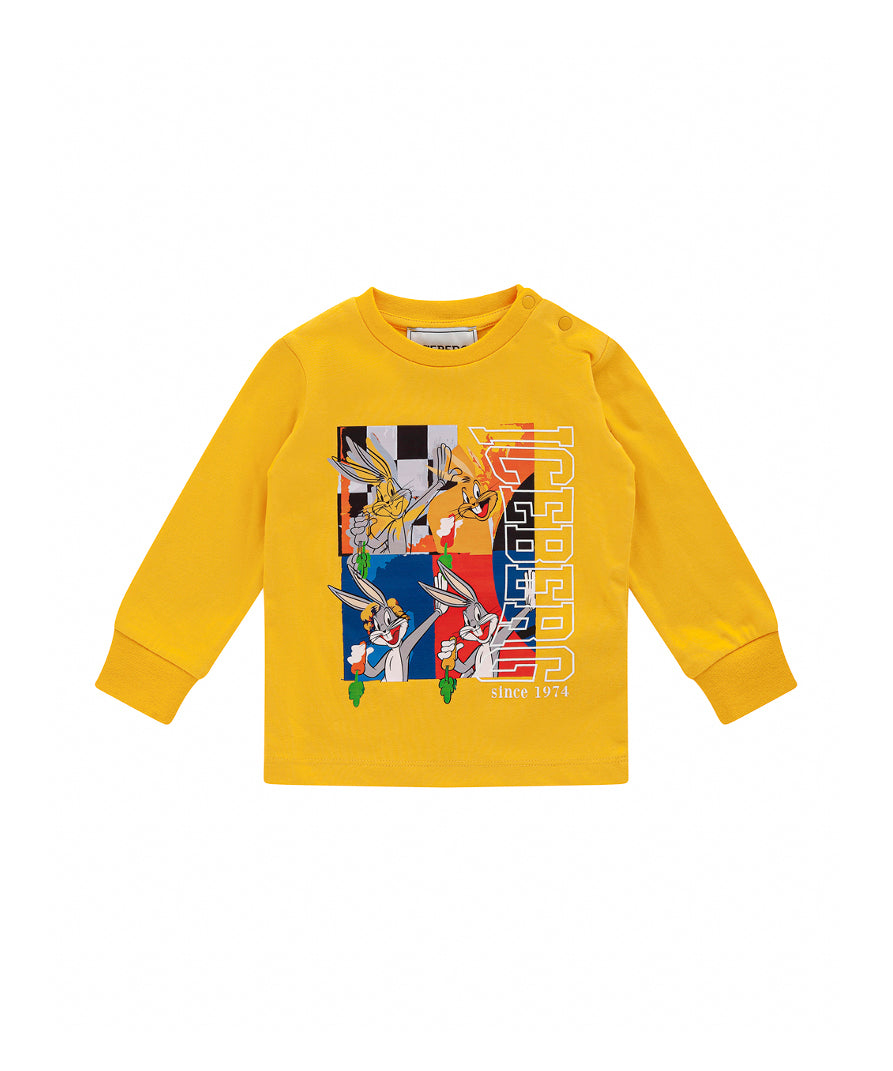 Iceberg Kids T-shirt Maniche Lunghe Gialla con Stampa per Neonati