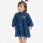 Diesel Kids Abito in Denim Blu con Logo per Neonate 