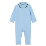 Lacoste Kids Tutina Polo Celeste e Verde con Logo per Neonati