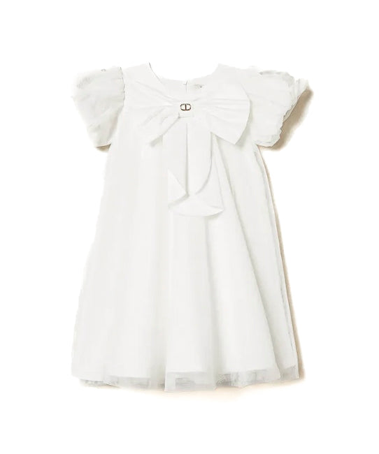 Twinset Kids Abito Bianco con Fiocco per Neonate