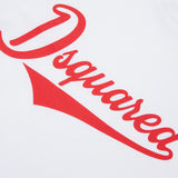 Dsquared2 Kids T-shirt Bianca con Stampa Logo Rossa a Contrasto Unisex per Bambini