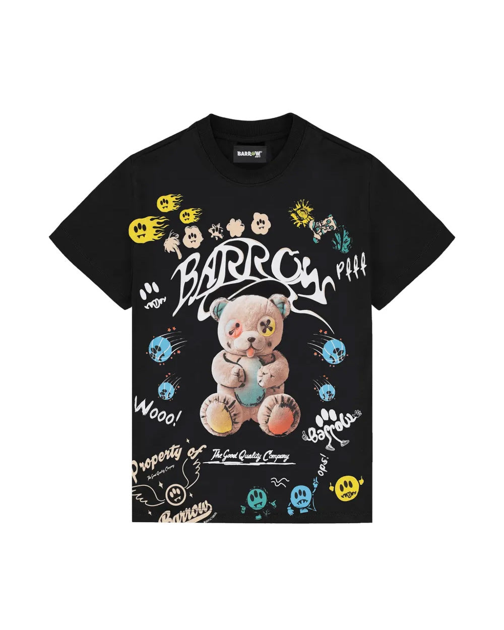 Barrow Kids t-Shirt Nero con Stampa Logo All-Over Unisex