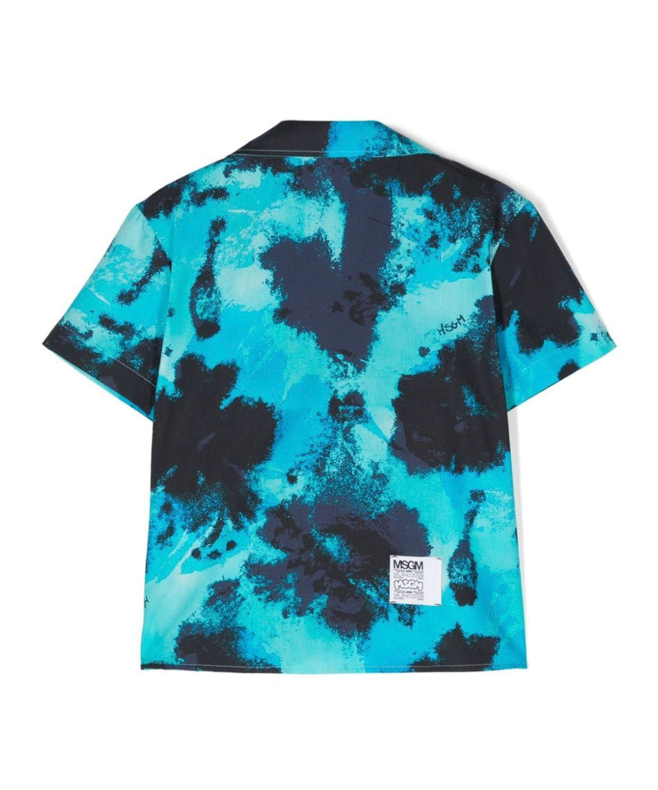 MSGM Kids Camicia Turchese Tie Dye per Bambini
