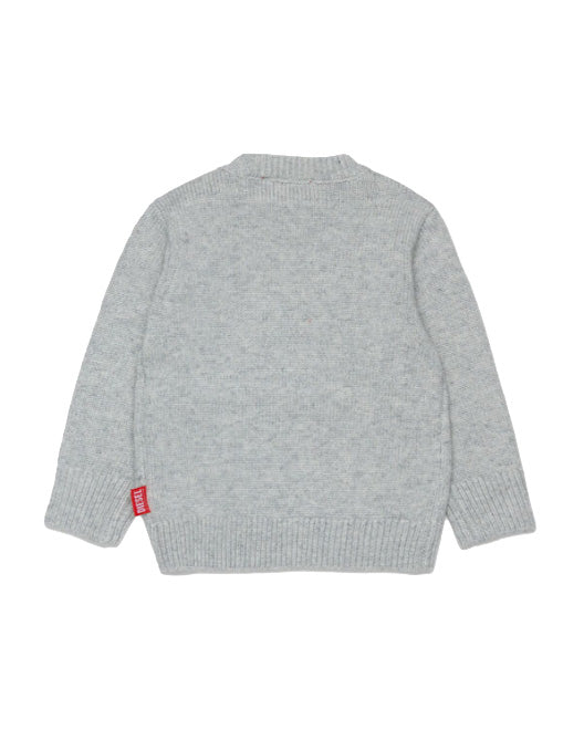 Diesel Kids Maglioncino Grigio Melange con Logo Oval-D per Neonati