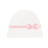 Elisabetta Franchi La Mia Bambina Cappello Avorio con Ricamo Logo e Fiocco a Contrasto per Neonate