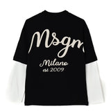 Msgm Kids T-shirt Doppia Manica Lunga Nero/Bianco per Bamine
