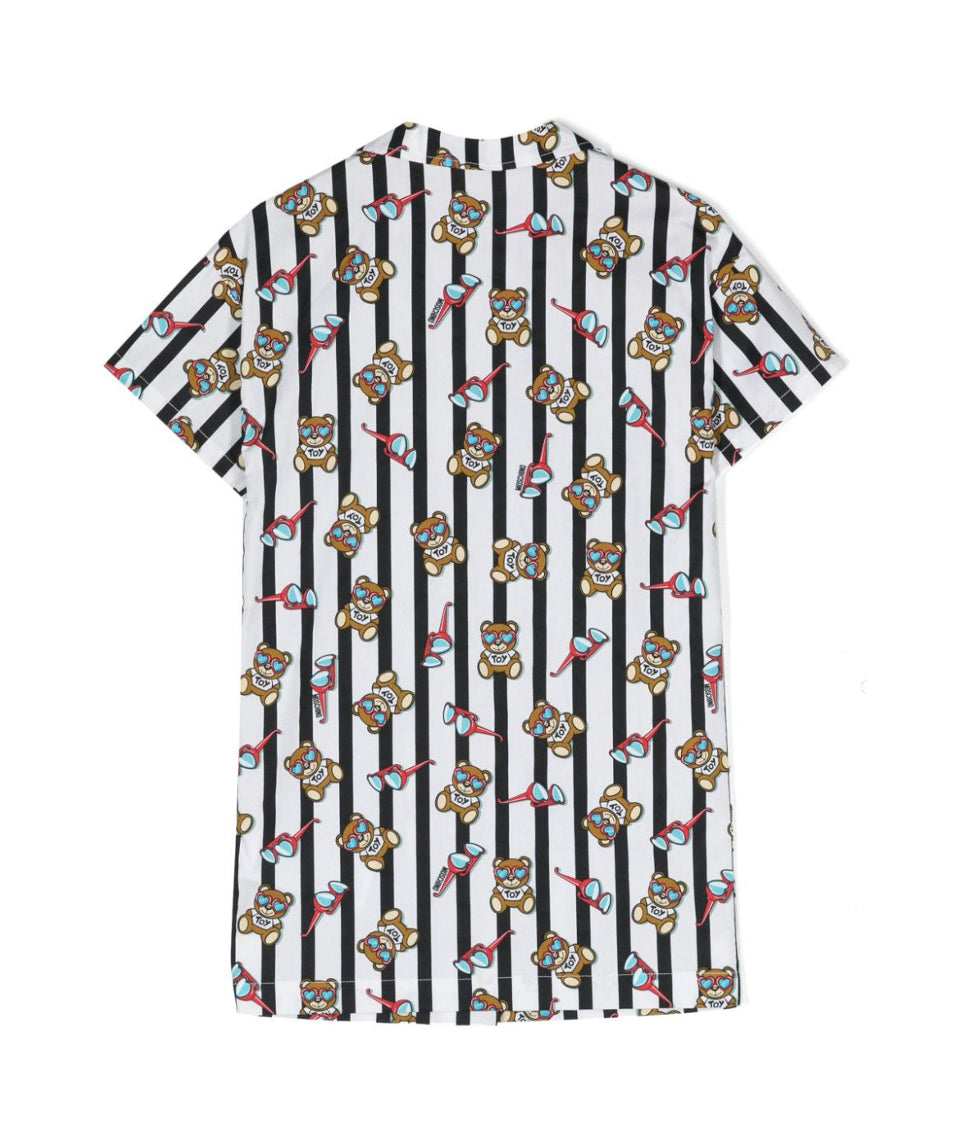 Moschino Kids Abito Bianco/Nero con Teddy Bear per Bambine (retro)