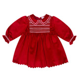 Deolinda Kids Abito Rosso con Cuciture Bianco per Neonate