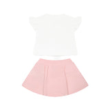 Moschino Kids T-shirt Panna con Stampa con Gonna per Neonate