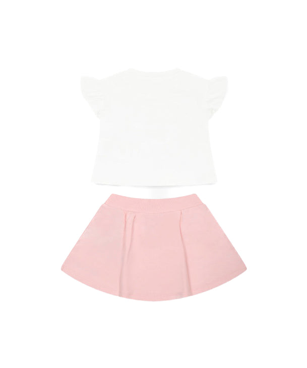 Moschino Kids T-shirt Panna con Stampa con Gonna per Neonate