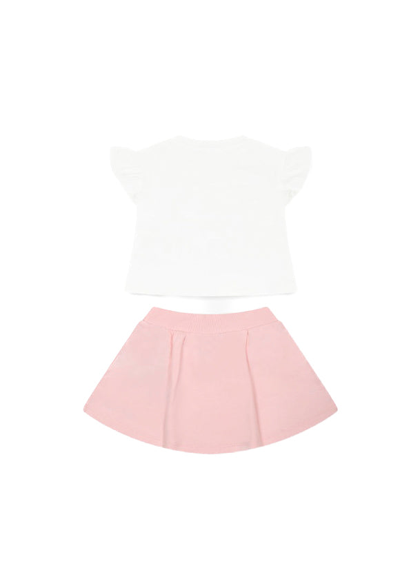 Moschino Kids T-shirt Panna con Stampa con Gonna per Neonate