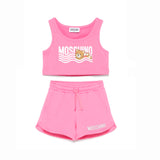 Moschino Kids Top con Shorts Fucsia con Stampa per Bambine