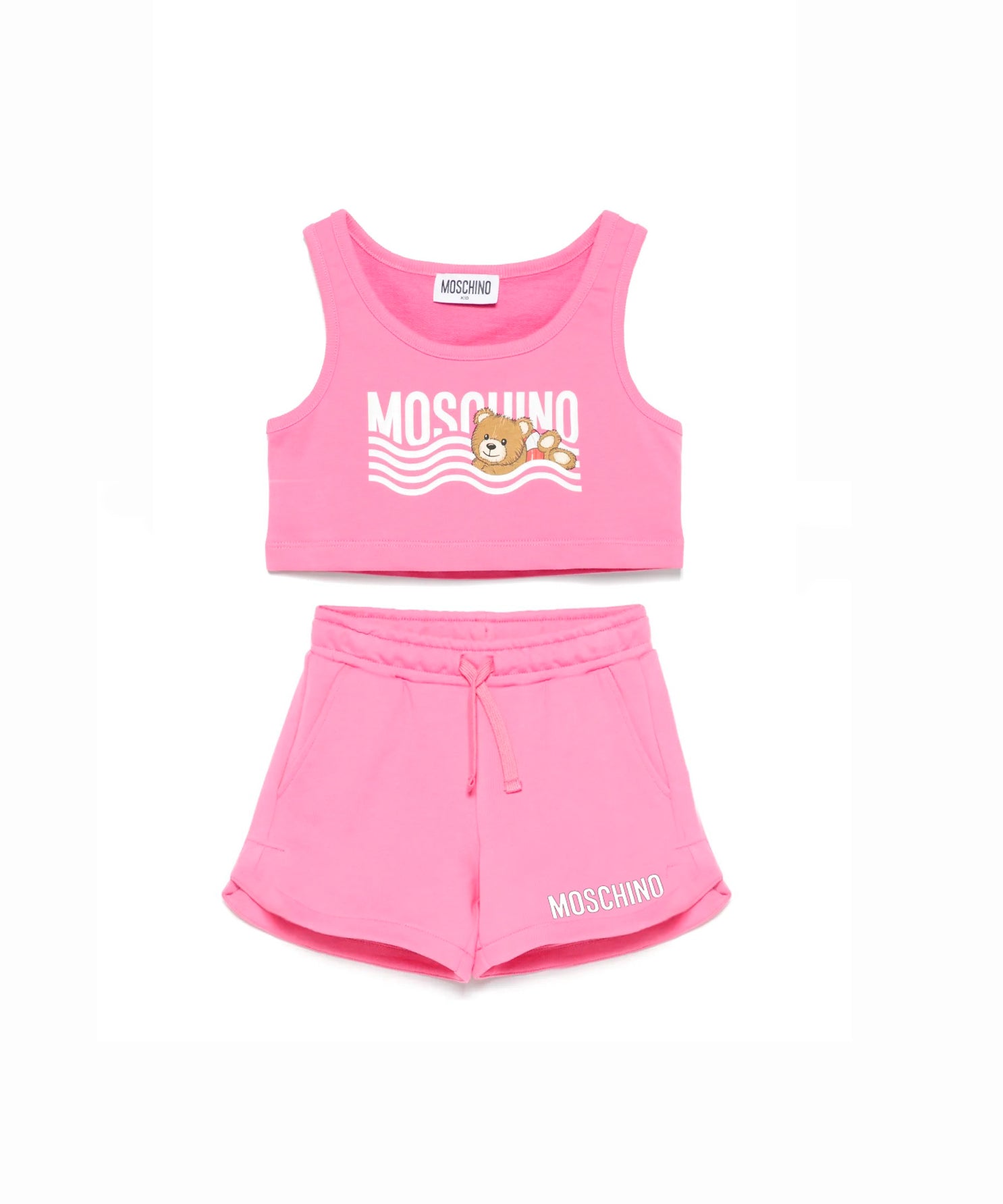 Moschino Kids Top con Shorts Fucsia con Stampa per Bambine