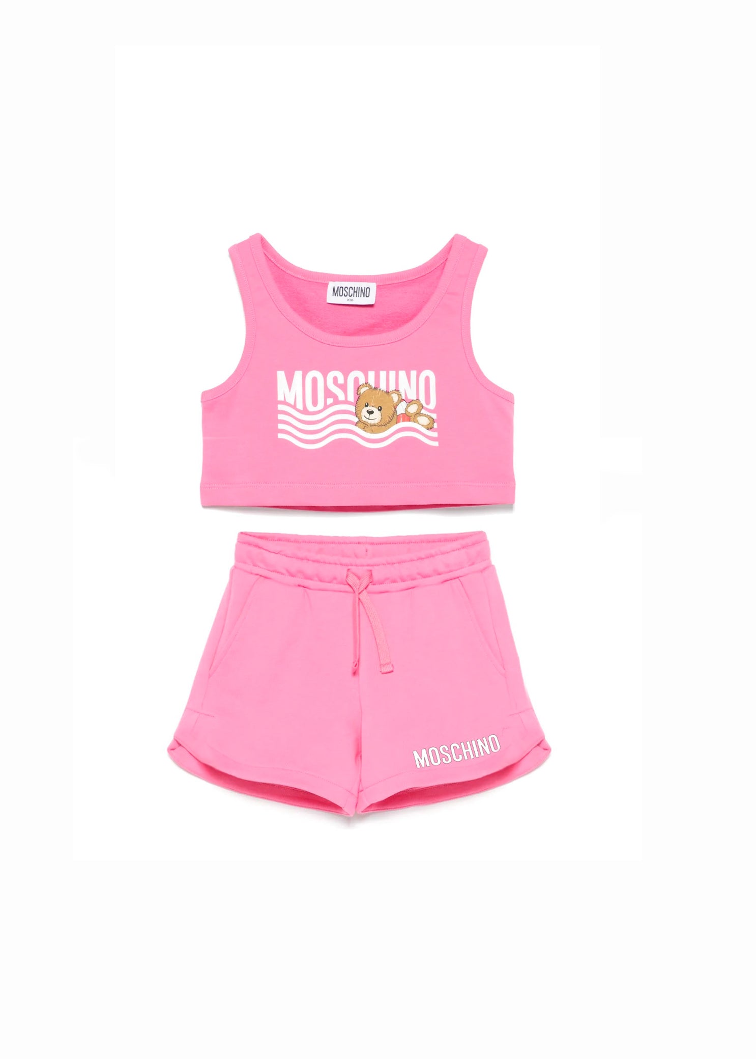 Moschino Kids Top con Shorts Fucsia con Stampa per Bambine