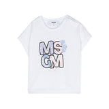 MSGM Kids T-Shirt Bianca con Stampa Logo per Neonate