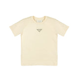 Yes London Kids T-Shirt Beige Monocolore con Logo in Rilievo al Centro per Bambini