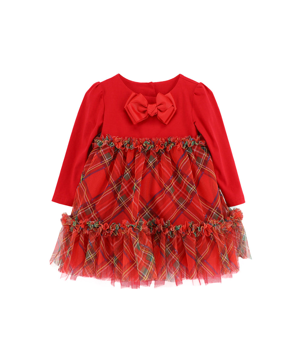 Angel's Face Abito Rosso/Scozzese in Tulle per Neonate