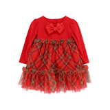 Angel's Face Abito Rosso/Scozzese in Tulle per Neonate