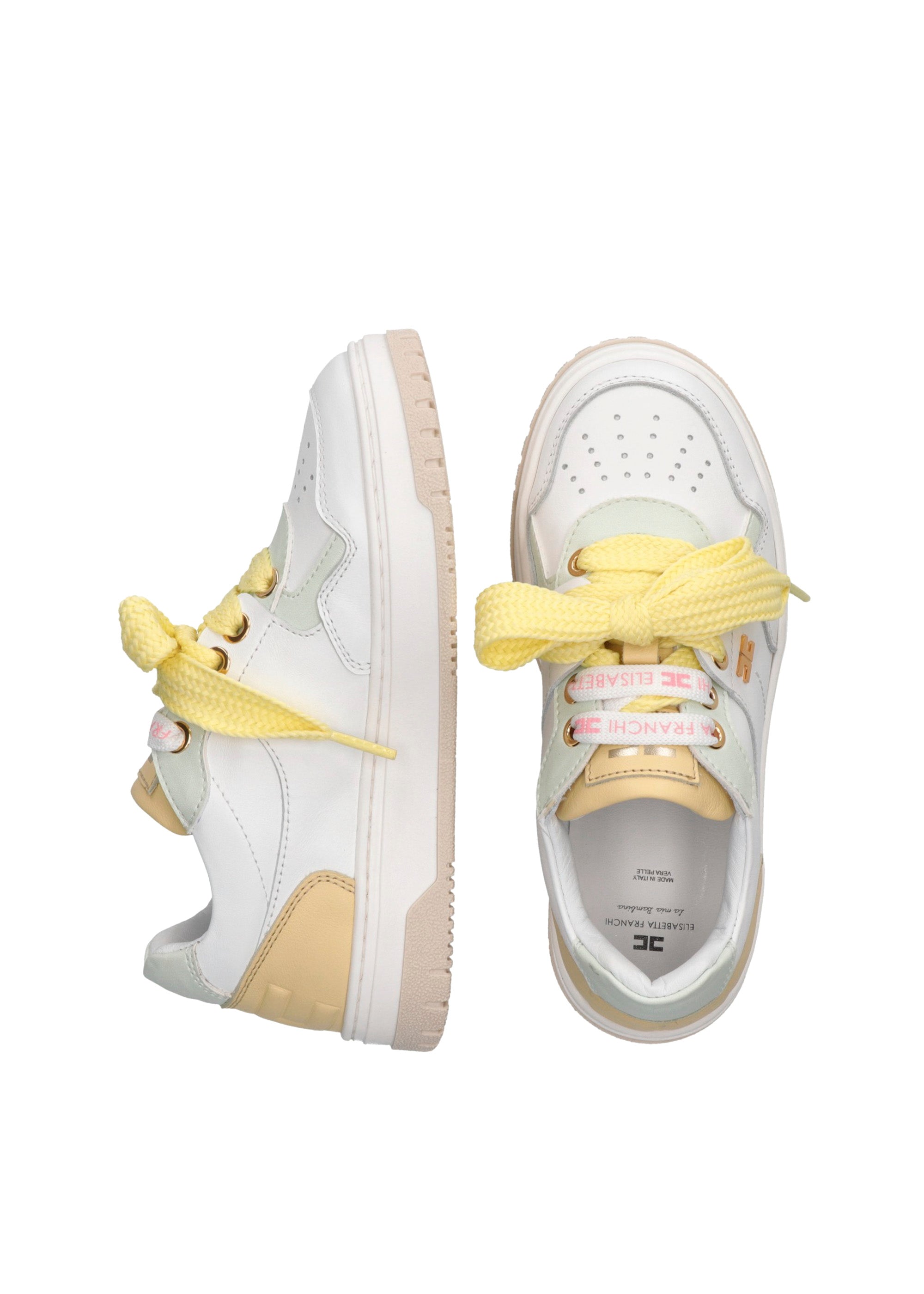 Elisabetta Franchi La Mia Bambina Sneakers Bianco/Limone con Fiocco per Bambine